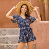 Floral Short Sleeve Jumpsuit Sai Feel