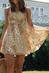 Floral Smocked Bodice Ruffle Shoulder Tie Dress Sai Feel