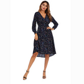 Floral Surplice Neck Elastic Waist Dress Sai Feel