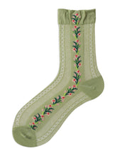 Floral jacquard crew socks Sai Feel