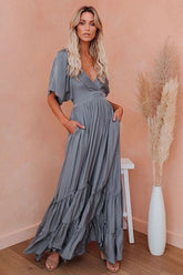 Flowy Tiered Bohemian Maxi Dress Sai Feel