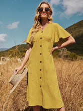 Fresh and Casual Lotus Leaf Sleeve Yellow Dress Sai Feel