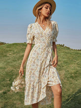 Fresh and Sweet Floral V-neck Petal Sleeve Fairy Dress Sai Feel