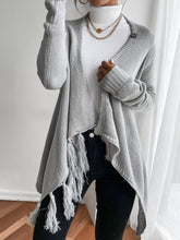 Gray fringed cardigan sweater Sai Feel