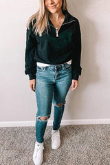 Sweat à capuche avec fermeture éclair et revers