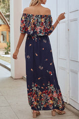 Half Sleeve Patchwork Off Shoulder Floor-Length Spring Women's Dress Sai Feel