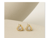 Heart-Shaped Zircon Inlaid Lace Stud Earrings Love Series Girl Heart Simple All-Match Bright Earrings for Women Sai Feel