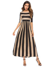High Strech Striped Half Sleeve Flared Dress Sai Feel