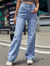 High Waist Buttoned Ripped Jeans Sai Feel