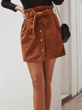 High Waist Corduroy Button Front Skirt Sai Feel