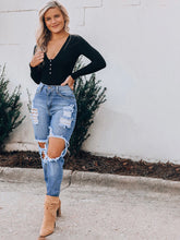 High Waist Ripped Straight Leg Jeans Sai Feel