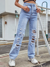 High Waist Ripped Straight Leg Jeans Sai Feel