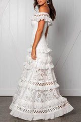 Hollow Short Sleeve Floor-Length Dress Women's Dress Sai Feel