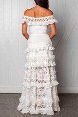 Hollow Short Sleeve Floor-Length Dress Women's Dress Sai Feel