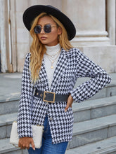 Houndstooth mid-length slim-fit blazer without belt Sai Feel