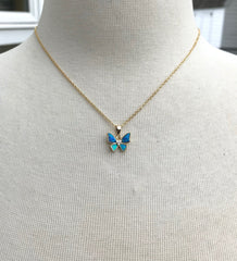 Collier ras du cou papillon en opale