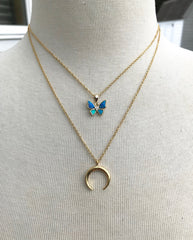 Collier ras du cou papillon en opale