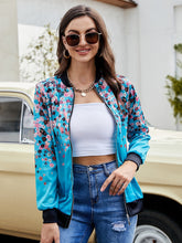 Jacket zipper small suit short print floral long sleeve coat Sai Feel