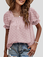 Jacquard Dots Square Neck Short Sleeve Blouse Sai Feel