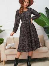 Knit Rib Puff Sleeve Flare Dress Sai Feel