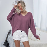 Knitted V-neck Mesh Casual Sweater Sai Feel