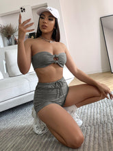 Knot Front Tube Top & Track Shorts Set Sai Feel