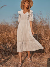 Lace Collar Short-sleeved Fairy Style Holiday Style Long Dress Sai Feel