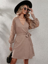 Lace Panel Raglan Sleeve Knot Side Dress Sai Feel
