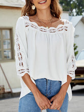 Lace Panel Square Neck Half Sleeves Blouse Sai Feel