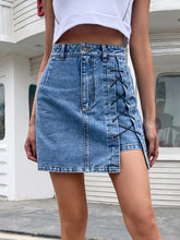 Lace Up Detail Denim Mini Skirt Sai Feel