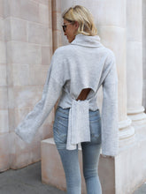 Ladies Turtleneck Sweater Solid Color Flare Sleeve Pullover Knit Sai Feel