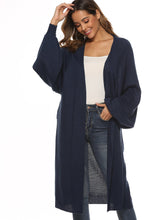 Lantern Sleeve Open Front Longline Cardigan Sai Feel