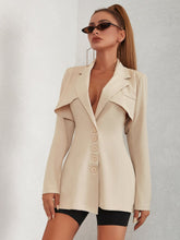 Lapel Neck Cut Out Back Overlay Blazer Sai Feel