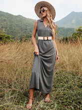 Lapel Slim Long Sleeveless Dress without belt Sai Feel