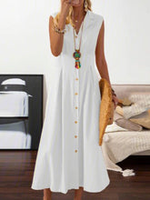 Lapel Vintage Button Sleeveless Dress Sai Feel