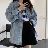 Lapel denim jacket versatile top Sai Feel
