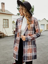 Lapel mid-length button plaid coat Sai Feel