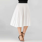 Large Size Women's Pleated Solid Color Mid-length Skirt Sai Feel