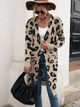 Leopard Dual Pockets Open Front Cardigan Sai Feel