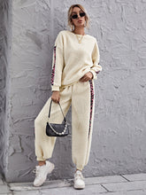 Leopard Print Colorblock Teddy Pullover & Sweatpants Sai Feel