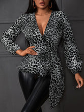 Leopard Print Draped Front Blouse Sai Feel