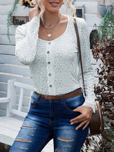 Leopard Print Lace Button Slim-fit Blouse Sai Feel