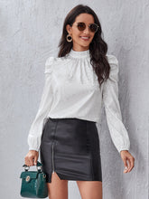 Leopard Print Mock Neck Blouse Sai Feel