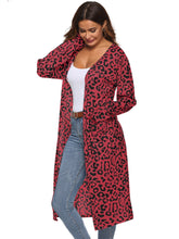 Leopard Print Pocket Side Open Front Coat Sai Feel