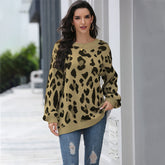 Leopard drop shoulder pullover sweater Sai Feel