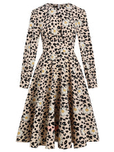 Leopard print Retro Vintage Style Cocktail Party Swing Dress Sai Feel