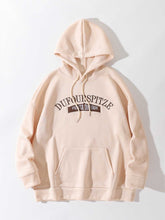 Letter Embroidery Drop Shoulder Thermal Hoodie Sai Feel