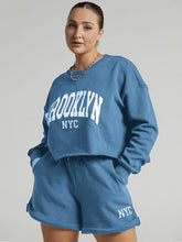 Letter Graphic Drop Shoulder Hoodie&Shorts Set Sai Feel