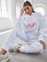 Letter Graphic Drop Shoulder Hoodie & Sweatpants Sai Feel