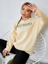 Letter Graphic Round Neck Sweatshirt Sai Feel